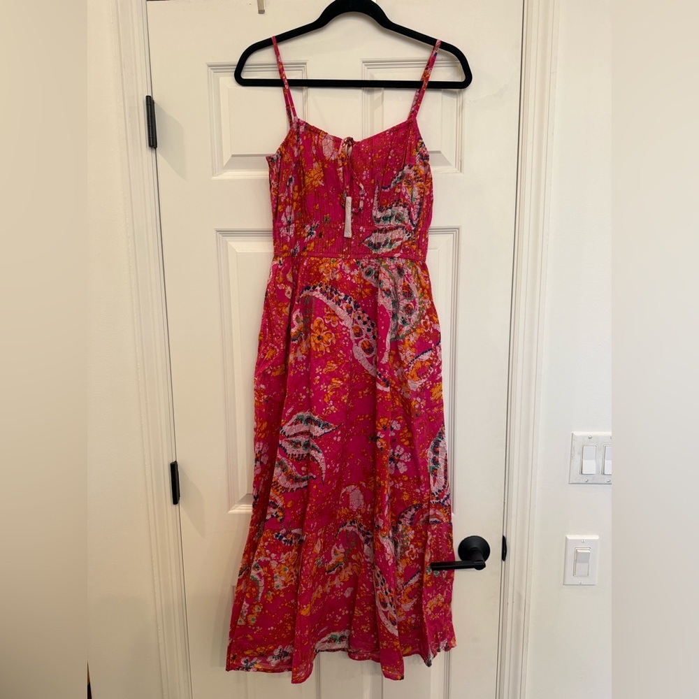 NWT Cleobella Monaco Midi Dress Hibiscus Sleeveless Pink Size Medium - Picture 4 of 8